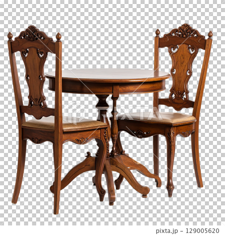Isolated old brown wooden vintage armchair against a white background Isolated old brown wooden vintage armchair against a white background 129005620