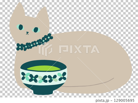 米色的貓和一碗抹茶 129005695