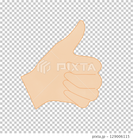 Thump up sign with left hand Thump up sign with left hand 129006115