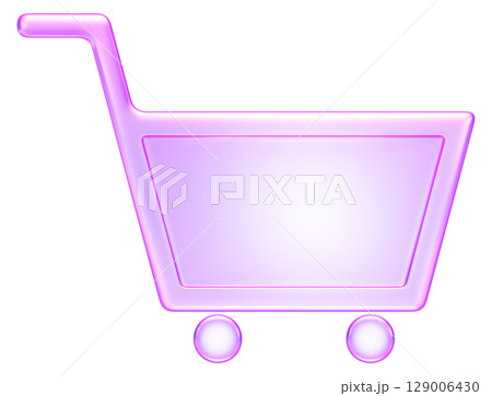 3D shopping cart icon in glass style purple tone, symbolizing online shopping, e-commerce, retail, or product purchase 3D shopping cart icon in glass style purple tone, symbolizing online shopping, e-commerce, retail, or product purchase 129006430