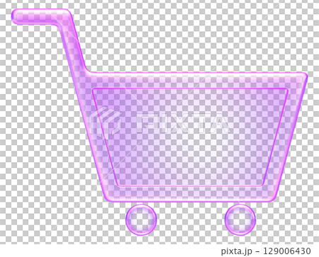 3D shopping cart icon in glass style purple tone, symbolizing online shopping, e-commerce, retail, or product purchase 3D shopping cart icon in glass style purple tone, symbolizing online shopping, e-commerce, retail, or product purchase 129006430