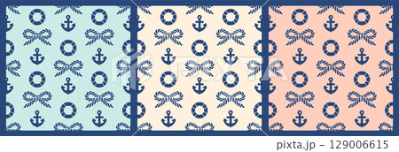 Seamless pastel anchor and lifesaver pattern for gift wrap, kids' projects, and fabric. Fun coquette aesthetic, ideal for cheerful ocean-themed products Seamless pastel anchor and lifesaver pattern for gift wrap, kids' projects, and fabric. Fun coquette aesthetic, ideal for cheerful ocean-themed products 129006615