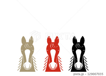 午年　シンプルな馬の顔の年賀状テンプレート 129007035