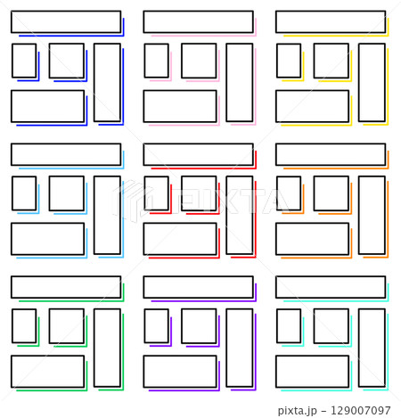 メモ用デザインフレームテンプレ カラフルセットA メモ用デザインフレームテンプレ カラフルセットA 129007097