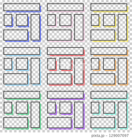 メモ用デザインフレームテンプレ カラフルセットA メモ用デザインフレームテンプレ カラフルセットA 129007097