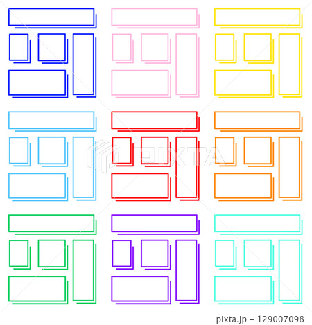 メモ用デザインフレームテンプレ　カラフルセットB 129007098