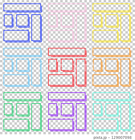 メモ用デザインフレームテンプレ　カラフルセットB 129007098