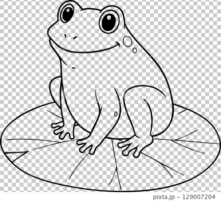 Happy Frog on a Lily Pad Coloring Page Happy Frog on a Lily Pad Coloring Page 129007204