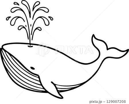 Simple Whale Spouting Water Coloring Page 129007208
