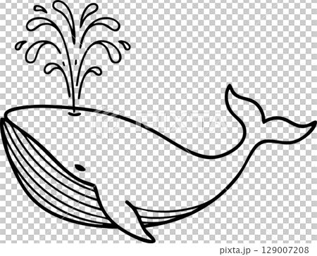 Simple Whale Spouting Water Coloring Page 129007208