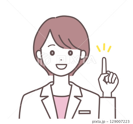 ポイントを説明する白衣の女性 129007223
