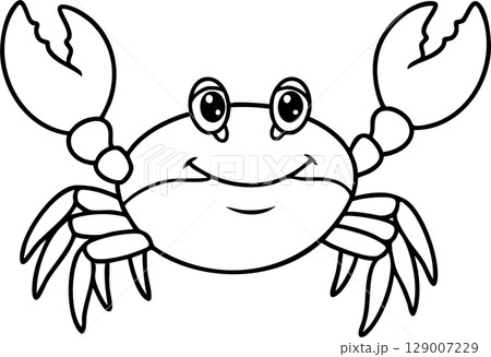 Smiling Crab Sea Animal Coloring Page 129007229