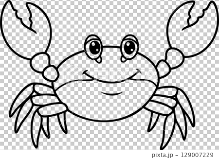 Smiling Crab Sea Animal Coloring Page 129007229