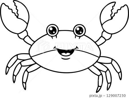 Happy Crab with Big Claws Coloring Sheet 129007230