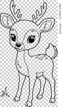 Cute Baby Deer Fawn Coloring Page 129007260