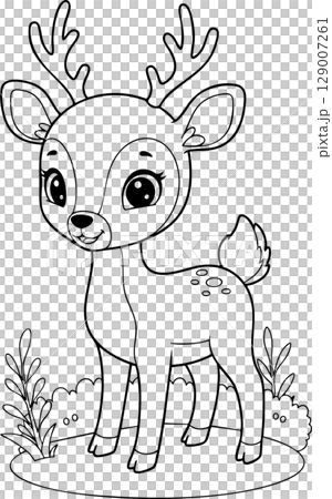 Adorable Fawn in the Woods Coloring Art 129007261