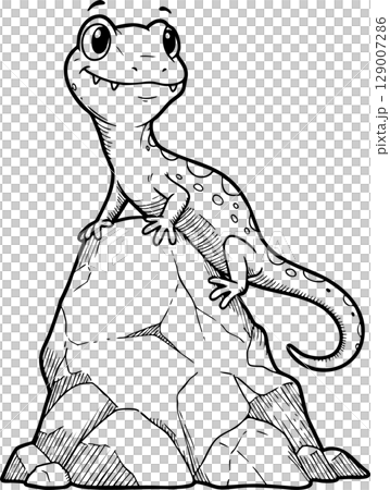 Friendly Turtle on a Rock Coloring Sheet 129007286