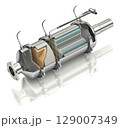 Cross section of diesel particulate filter -DPF filter - 3D illustration 129007349