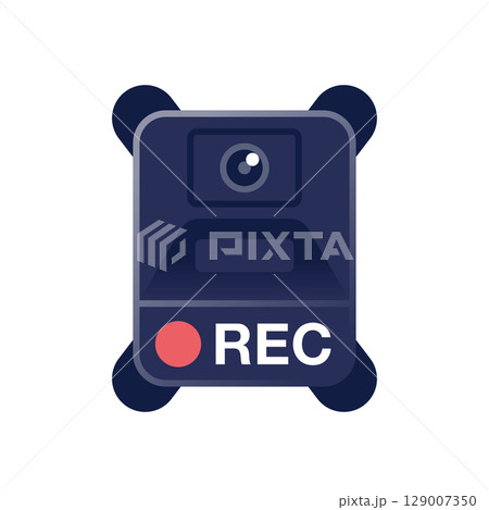 職務質問・パトロール時証拠保全のためのカメラ 警察官用胸部ウェアラブルボディカメラ アイコン 129007350