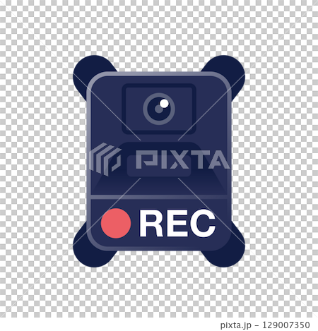 職務質問・パトロール時証拠保全のためのカメラ 警察官用胸部ウェアラブルボディカメラ アイコン 129007350