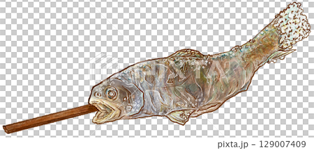 岩魚の塩焼き_横_1匹_イワナのイラスト 岩魚の塩焼き_横_1匹_イワナのイラスト 129007409
