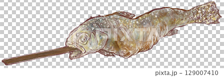 Grilled salmon illustration 129007410