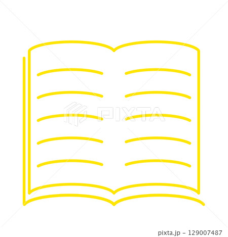 線で描く文具アイコン 開いた本・ノート 黄色 線で描く文具アイコン 開いた本・ノート 黄色 129007487