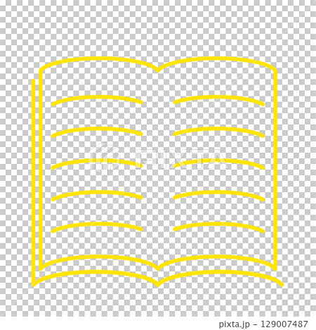 線で描く文具アイコン 開いた本・ノート 黄色 線で描く文具アイコン 開いた本・ノート 黄色 129007487