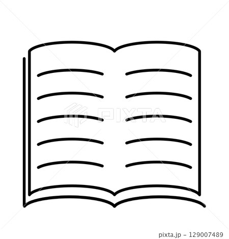 線で描く文具アイコン 開いた本・ノート 黒 線で描く文具アイコン 開いた本・ノート 黒 129007489