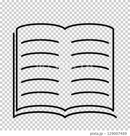 線で描く文具アイコン 開いた本・ノート 黒 線で描く文具アイコン 開いた本・ノート 黒 129007489