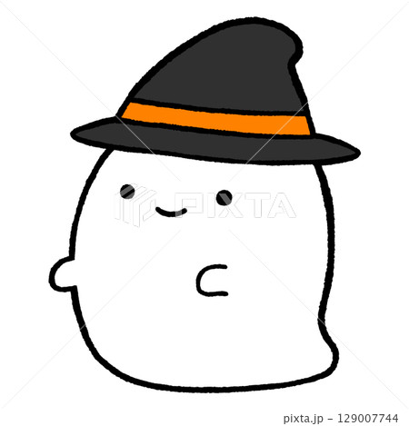 魔女帽子を被ったお化けのイラスト 魔女帽子を被ったお化けのイラスト 129007744