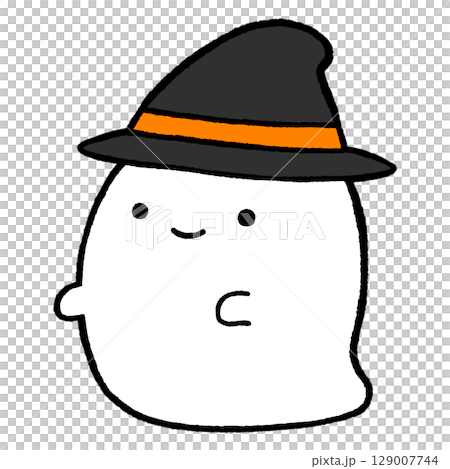 魔女帽子を被ったお化けのイラスト 魔女帽子を被ったお化けのイラスト 129007744
