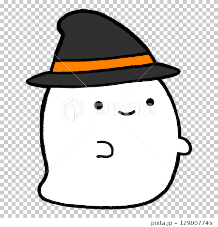 魔女帽子を被ったお化けのイラスト 魔女帽子を被ったお化けのイラスト 129007745