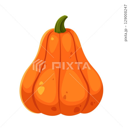 Thanksgiving Day cartoon symbol of pumpkin harvest for autumn holiday, vector icon. Happy Thanksgiving Day symbol for greeting card or cartoon decoration for dinner celebration of fall holiday 129008247