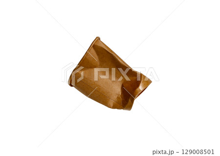 Brown paper cup on white background. 129008501