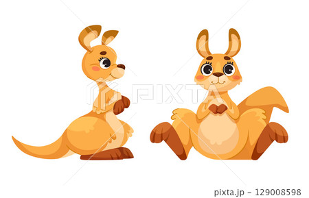 Adorable and Cute Cartoon Kangaroo Illustration Perfect for Engaging Childrens Media Adorable and Cute Cartoon Kangaroo Illustration Perfect for Engaging Childrens Media 129008598