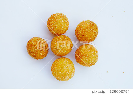 Thai snack, Fried mung bean stuffed balls 129008794