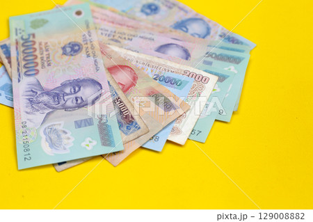 Vietnamese dong banknotes. Money concept Vietnamese dong banknotes. Money concept 129008882