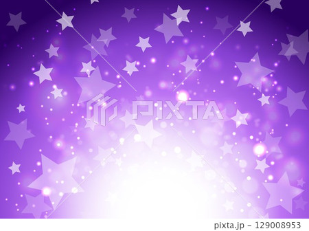 紫色のきらきらした背景と星柄 129008953