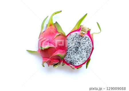Dragon fruit, pitaya isolated on white. Dragon fruit, pitaya isolated on white. 129009088