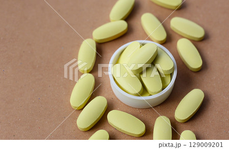 Vitamin C tablets for immune support. 129009201
