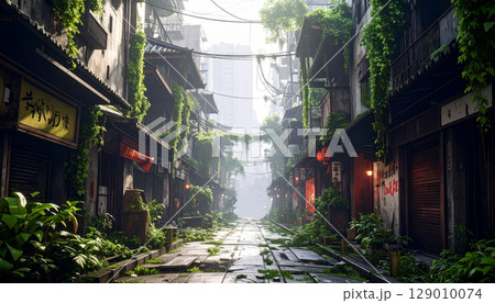 荒廃した近未来アジアの風景（AI生成画像） 129010074