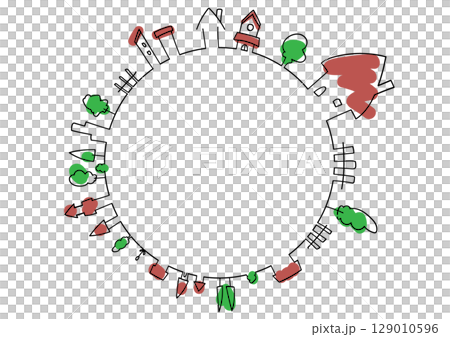 Cityscape round frame illustration 129010596