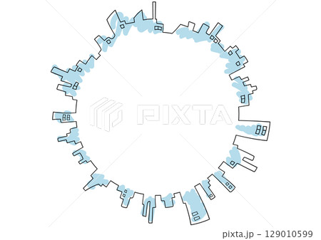都会の丸フレームイラスト 129010599