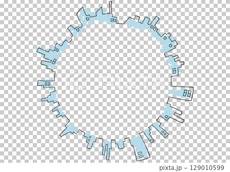 都会の丸フレームイラスト 129010599
