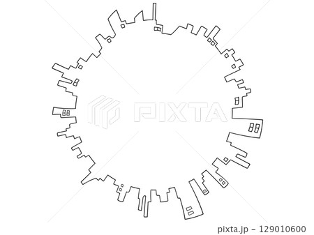 都会の丸フレームイラスト 129010600