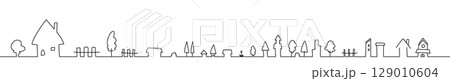 線画のシンプルな街並み 横長 線画のシンプルな街並み 横長 129010604