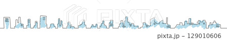 線画のシンプルな都市　横長 129010606