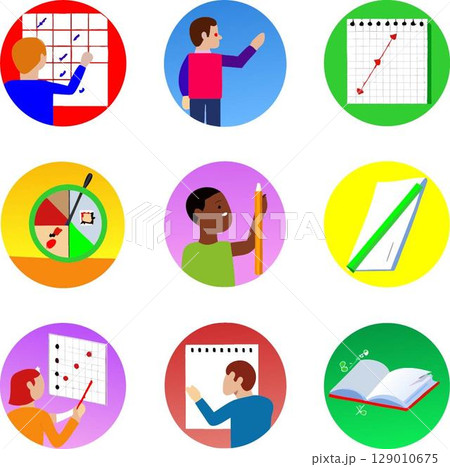 Collection of educational icons featuring...のイラスト素材 [129010675] - PIXTA