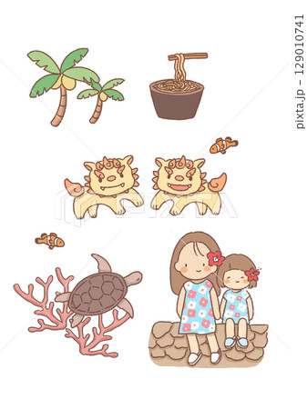 沖縄にまつわるイラストセット 129010741